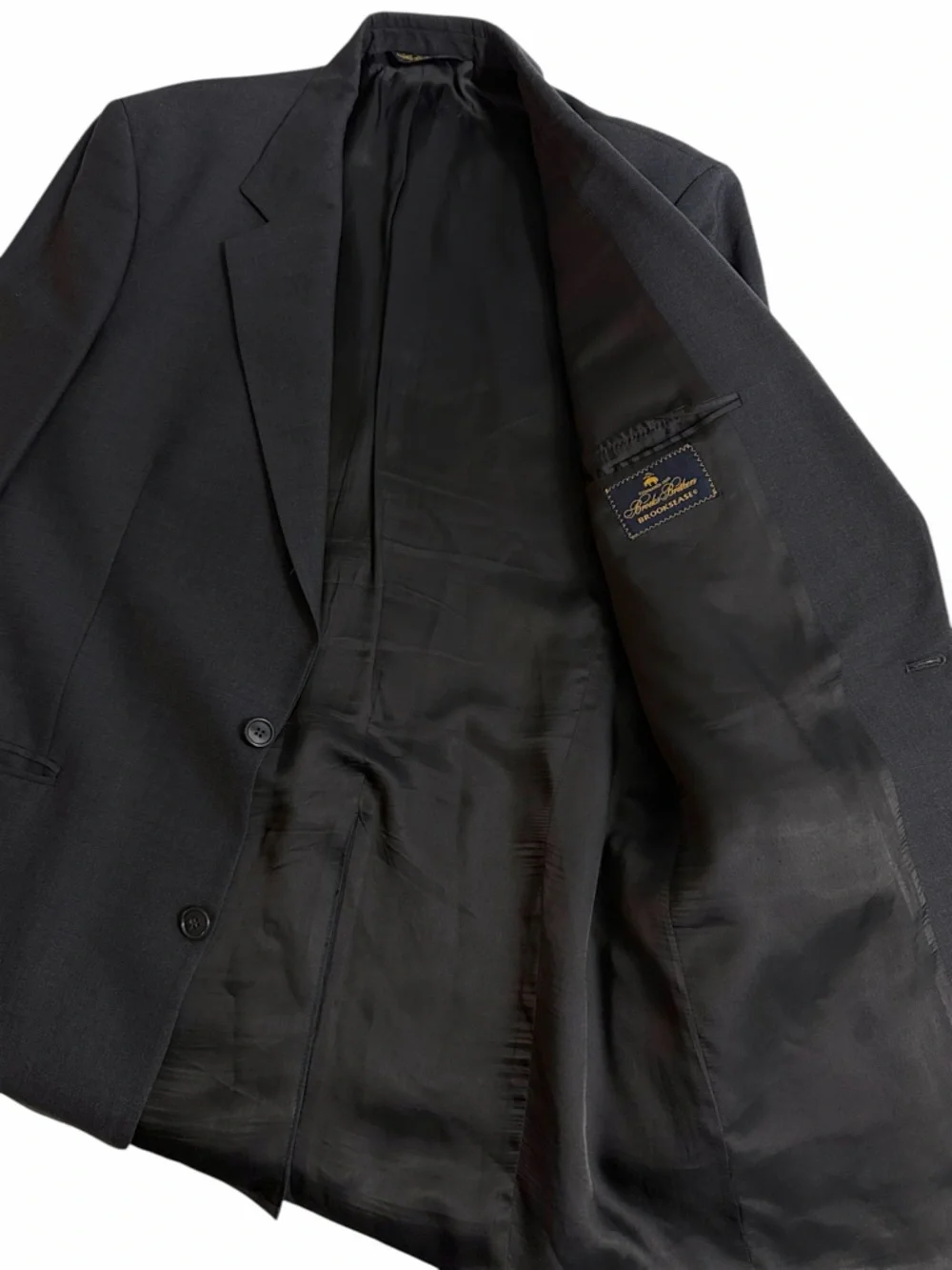 Brooks Brothers Brooksease Mens 42L Charcoal Grey Wool Stretch Blazer Jacket